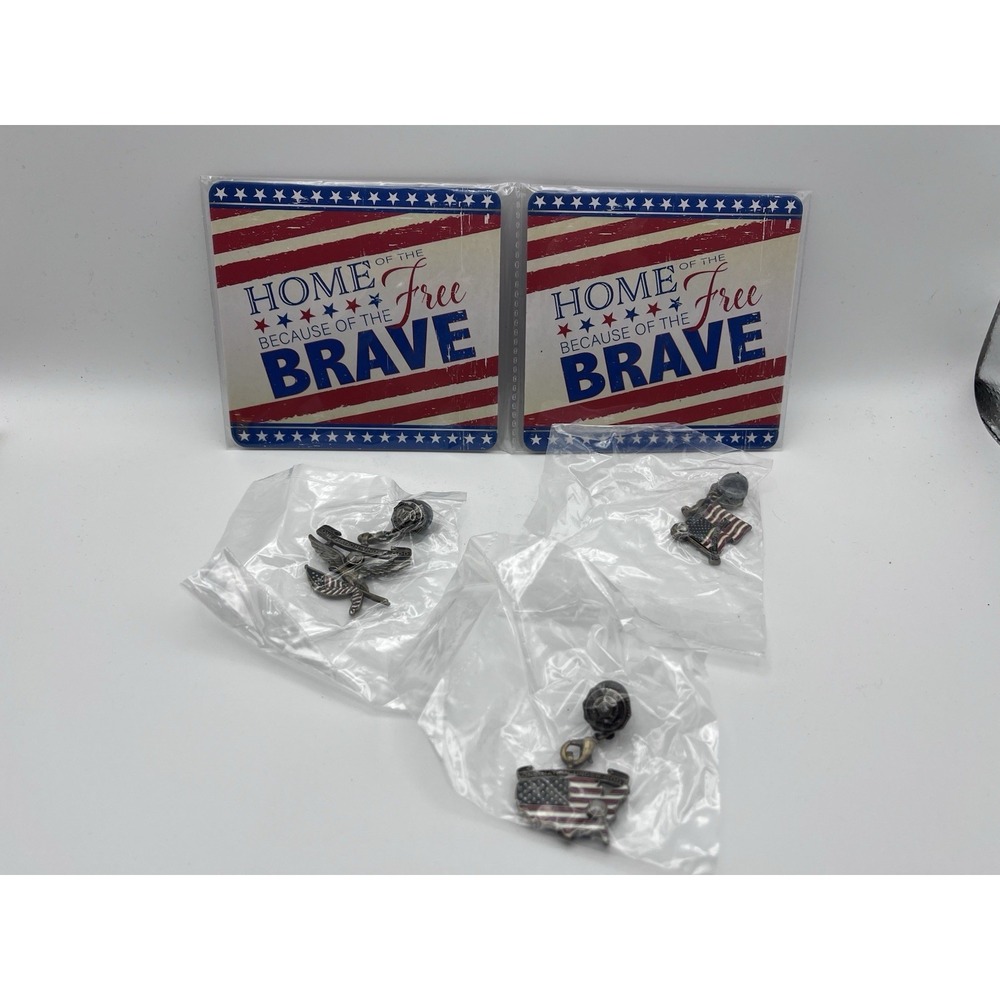 VFW Patriotic Home Of The Free Coaster Set One Nation Under God Lapel Pins Lot